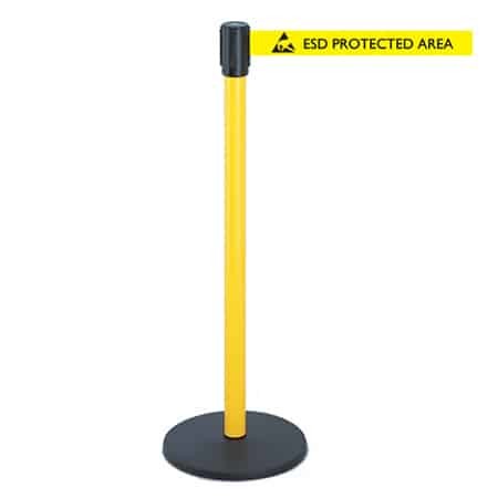 Tensabarrier 888 Safety Barrier Post With Yellow Post Finish And Esd Protected Belt