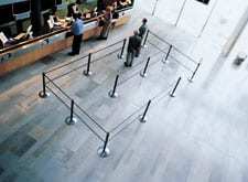 Stanchions in queue line Stanchions in queue line