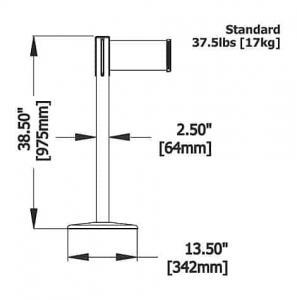 Tensabarrier 889 Plus Belt Stanchion with Extra Wide Belt