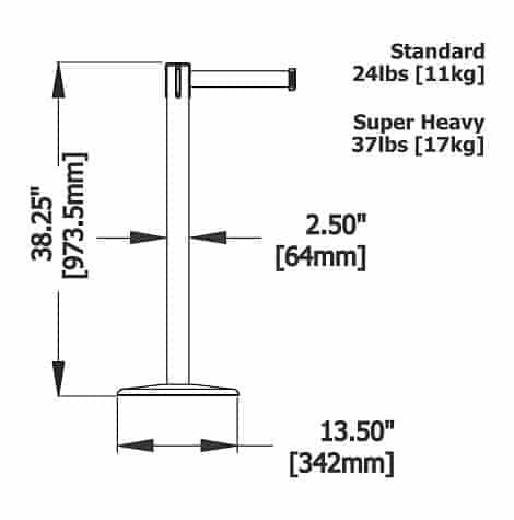 Tensabarrier 889 Stanchion Queue Post Specifications